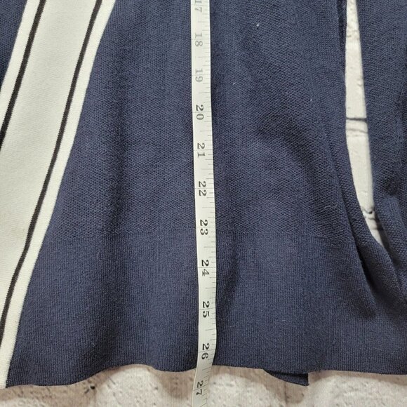Athleta Streetwise Stripe Navy Blue Sweater With Coolmax & Thumbholes Size S - Picture 10 of 13
